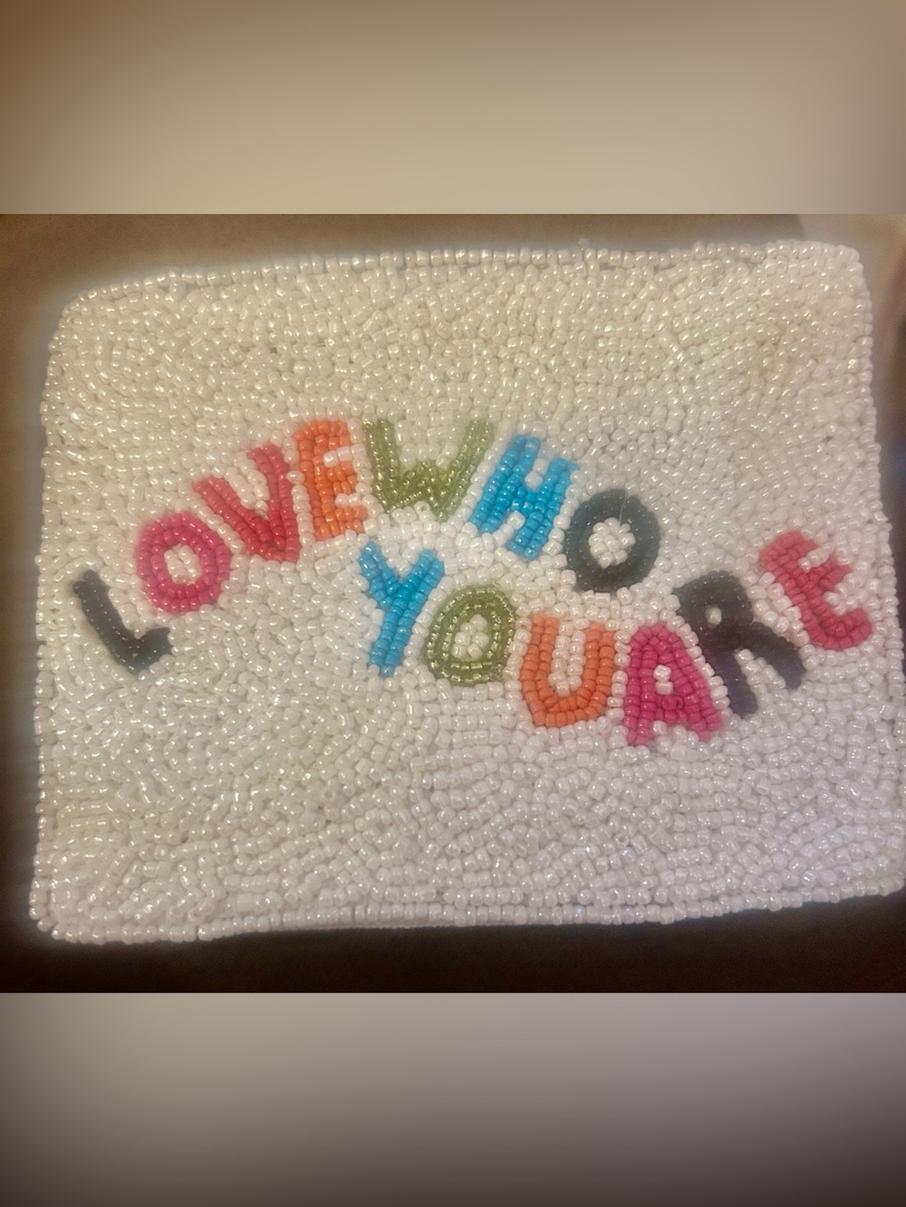 LOVE WHO YOU ARE Hand Beaded Coin Purse ♥️ NEW Colorful